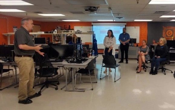 Wyatt explaining the sections and purpose of the Advanced Cyber Systems Lab